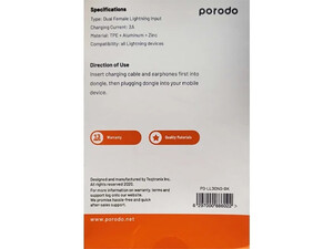 قیمت مبدل لایتنینگ دو کاره پورودو Porodo PD-LLDONG Dual Compatible with Lightning Type Adapter