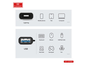 خرید سبک تربن مبدل اوتی‌جی آیفون یواس‌بی به لایتنینگ ارلدام EARLDOM OTG Lightning Model ET-OT65