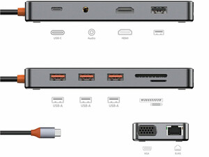 خرید هاب تایپ سی 11 پورت ویوو WiWU New Cyber Multifunctional 11-in-1 Type C Hub Docking Stattion CB011