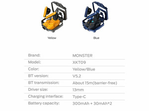 هندزفری بی سیم گیمینگ مانستر Monster Xkt09 Wireless Bluetooth Gaming Earphone TWS