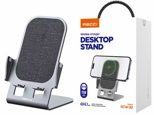 هولدر موبایل و شارژر وایرلس رسی RECCI RCW-30 15W Wireless Charger Desktop Stand