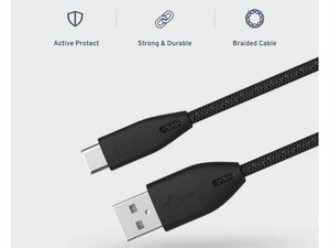 کابل تایپ سی 1.2 متری 3 آمپر پاورولوژی Powerology USB-A to USB-C Braided Cable 3A PBAC12BK