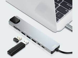 قیمت هاب تایپ سی 8 پورت ایکس او XO HUB003 USB-C Adapter 8 in 1 Type C input 80-0592