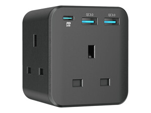 قیمت چندراهی برق و شارژر یو اس بی پاورولوژی Powerology 3 Outlet Wall Socket with Fast Charging USB