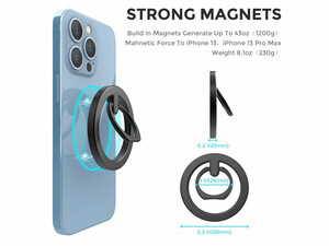 حلقه نگهدارنده مغناطیسی گوشی موبایل آیفون 12، 13 و 14 آها استایل AhaStyle YW-56A Magnetic phone ring holder stand iPhone 13/12