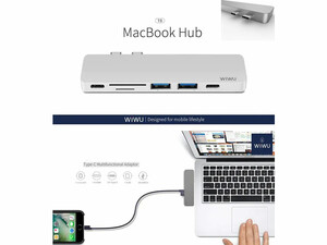 هاب تایپ سی 7 پورت ویوو WiWU T8 usb 3.0 connector type-c hub(PD/micro SD/SD Card slot/USB 3.0 port /HDMI)