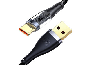 کیفیت کابل تایپ سی فست شارژ یوسامز USAMS US-SJ572 Type-C Transparent Fast Charging Cata Cable1.2m