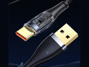 فروش کابل تایپ سی فست شارژ یوسامز USAMS US-SJ572 Type-C Transparent Fast Charging Cata Cable1.2m