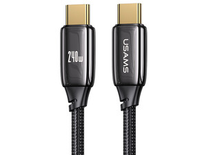 کابل دوسر تایپ‌سی 240 وات فست‌شارژ یوسامز 1.2 متری USAMS US-SJ580 Type-C to Type-C 240W Fast Charging Data Cable