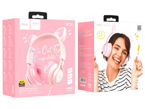 هدفون سیمی کودکان هوکو Hoco Headphones "W36 Cat ear" with mic