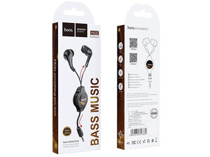 کیفیت هندزفری سیمی هوکو تلسکوپی  با جک 3.5 میلی متری Hoco Wired earphones 3.5mm “M68 Easy clip” telescopic