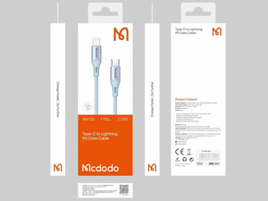 خرید کابل شارژ سریع لایتنینگ به تایپ سی 1.2 متری مک‌دودو Mcdodo Cable 33W CA-186