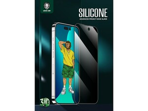 محافظ صفحه نمایش شیشه ای حریم شخصی آیفون 14 پرو گرین Green iPhone 14 Pro 3D Silicone+ Privacy Glass