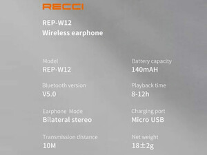 هندزفری بلوتوث تک‌گوش رسی Recci wireless single ear handsfree REP-W12