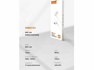 خرید هندزفری سیمی با جک 3.5 میلی‌متری رسی RECCI In-ear Wired Earphone REP-L06