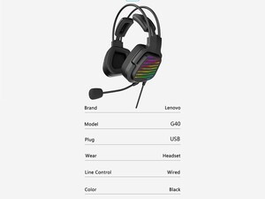 هدفون گیمینگ سیمی با کابل یواس‌بی لنوو Lenovo G40 Stereo Wired Gaming Earbuds