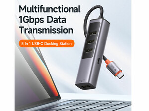 قیمت هاب تایپ‌سی با 5 پورت مک‌دودو MCDODO USB-C USB3.0x4+PD100W HU-112