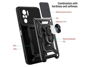 قاب محافظ لنز و حلقه دار شیائومی Xiaomi Poco F3 Slide Camera &amp;amp; Ring Holder Stand Case