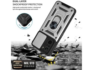 قاب محافظ لنز و حلقه دار شیائومی Xiaomi Poco F3 Slide Camera &amp;amp; Ring Holder Stand Case