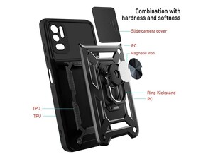 قاب محافظ لنز و حلقه دار شیائومی Xiaomi Redmi Note 10 5G Slide Camera &amp;amp; Ring Holder Stand Case
