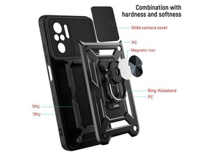 قاب محافظ لنز و حلقه دار شیائومی Xiaomi Redmi Note 10 4G Slide Camera &amp;amp; Ring Holder Stand Case