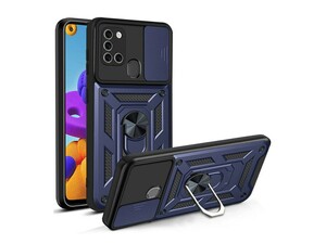 قاب محافظ لنز و حلقه دار سامسونگ Samsung Galaxy A21S Slide Camera &amp;amp; Ring Holder Stand Case
