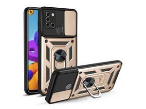 قاب محافظ لنز و حلقه دار سامسونگ Samsung Galaxy A21S Slide Camera &amp;amp; Ring Holder Stand Case
