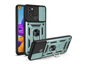 قاب محافظ لنز و حلقه دار سامسونگ Samsung Galaxy A21S Slide Camera &amp;amp; Ring Holder Stand Case