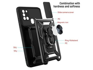 قاب محافظ لنز و حلقه دار سامسونگ Samsung Galaxy A21S Slide Camera &amp;amp; Ring Holder Stand Case
