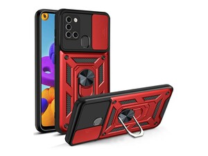 قاب محافظ لنز و حلقه دار سامسونگ Samsung Galaxy A21S Slide Camera &amp;amp; Ring Holder Stand Case