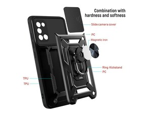 قاب محافظ لنز و حلقه دار سامسونگ Samsung Galaxy A31 Slide Camera &amp;amp; Ring Holder Stand Case