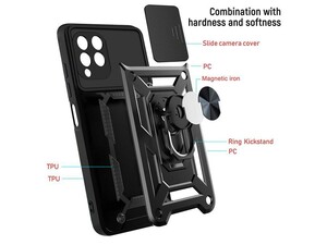 قاب محافظ لنز و حلقه دار سامسونگ Samsung Galaxy A22 4G Slide Camera &amp;amp; Ring Holder Stand Case