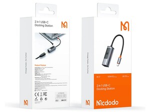 خرید هاب تایپ‌سی با دو پورت مک‌دودو MCDODO USB-C 3.0 PD100W+HDMI 8K HU-113