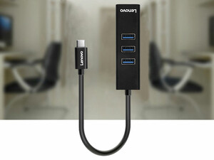 هاب تایپ‌سی با 4 پورت لنوو Lenovo USB3.0 Gigabit LAN Type C Hub C615