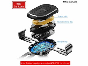 خرید نگهدارنده موبایل خودرو و شارژر وایرلس 15 وات ارلدام Earldom Car holder and Wireless car charger 2 in 1 WC13