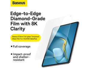 محافظ صفحه نمایش شیشه‌ای تمام صفحه هواوی میت‌پد پرو 10.8 اینچ بیسوس Baseus 0.3mm Full-glass Tempered Glass Film SGBL022502