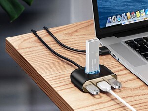 هاب یو اس بی بیسوس BASEUS SQUARE ROUND 4 in 1 USB HUB Adapter