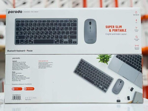 موس و کیبورد بی‌سیم پرودو مدلPorodo Bluetooth Keyboard with Mouse PD-BTKBMCO-GY