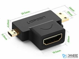 مبدل میکرو و مینی اچ دی ام آی به اچ دی ام آی Ugreen Micro HDMI+Mini HDMI to HDMI Female