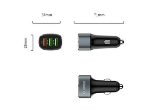 ORICO 38W 3 Ports (QC3.0*1) USB Smart Car Charger (UPB-3U)