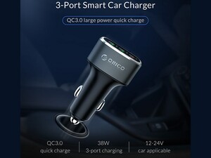 کیفیت شارژر فندکی 3 پورت اوریکو ORICO 38W 3 Ports (QC3.0*1) USB Smart Car Charger (UPB-3U)