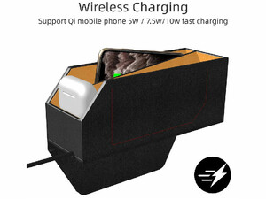 جعبه نظم دهنده و شارژر وایرلس سه کاره مدل 3IN1 Wireless Charging Car Storage Box