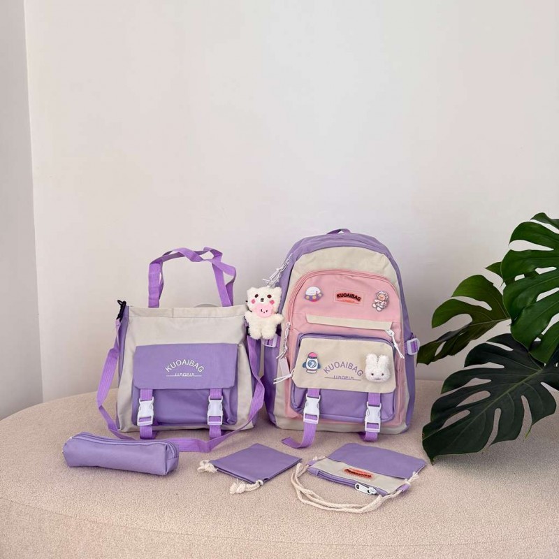 کوله پشتی وارداتی  پنج تکه عروسک دار کد M1715