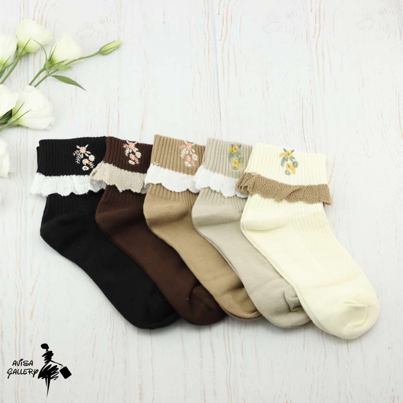 جوراب نیم ساق گلدوزی S9522