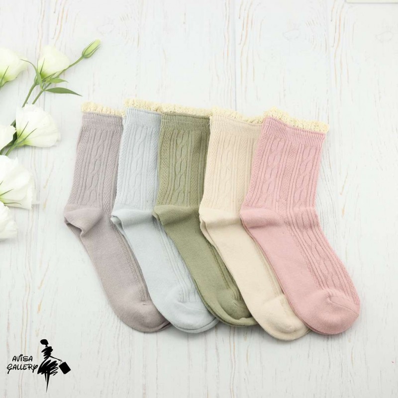 جوراب نیم ساق گیپور دار هون S9526