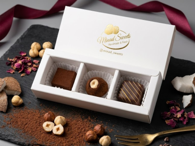 باکس ۳ عددی میکس مینی‌مال (فاج، شکلات نارگیلی و ترافل فندق)