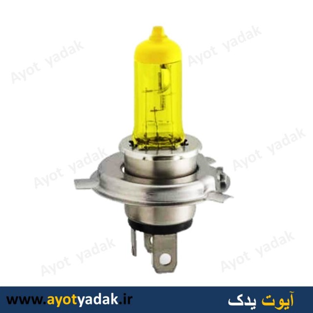 لامپ سه خار H4  زرد  100-90   شیشه یو وی برند کویین- ارسال رایگان - شش ماه گارانتی - قیمت عمده