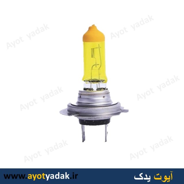 لامپ دو خار H7  زرد-وات 100   شیشه یو وی برند کویین- ارسال رایگان - شش ماه گارانتی - قیمت عمده