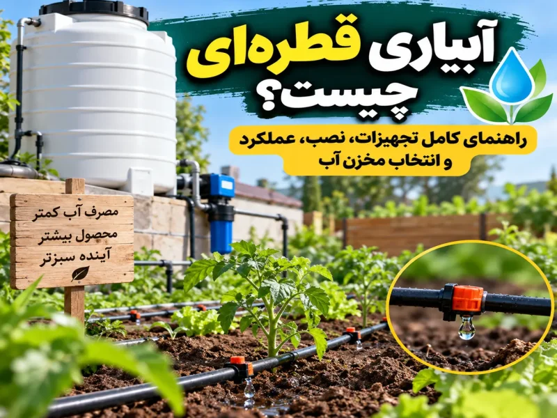 آبیاری قطره‌ای چیست؟ راهنمای کامل تجهیزات، نصب، عملکرد و انتخاب مخزن آب