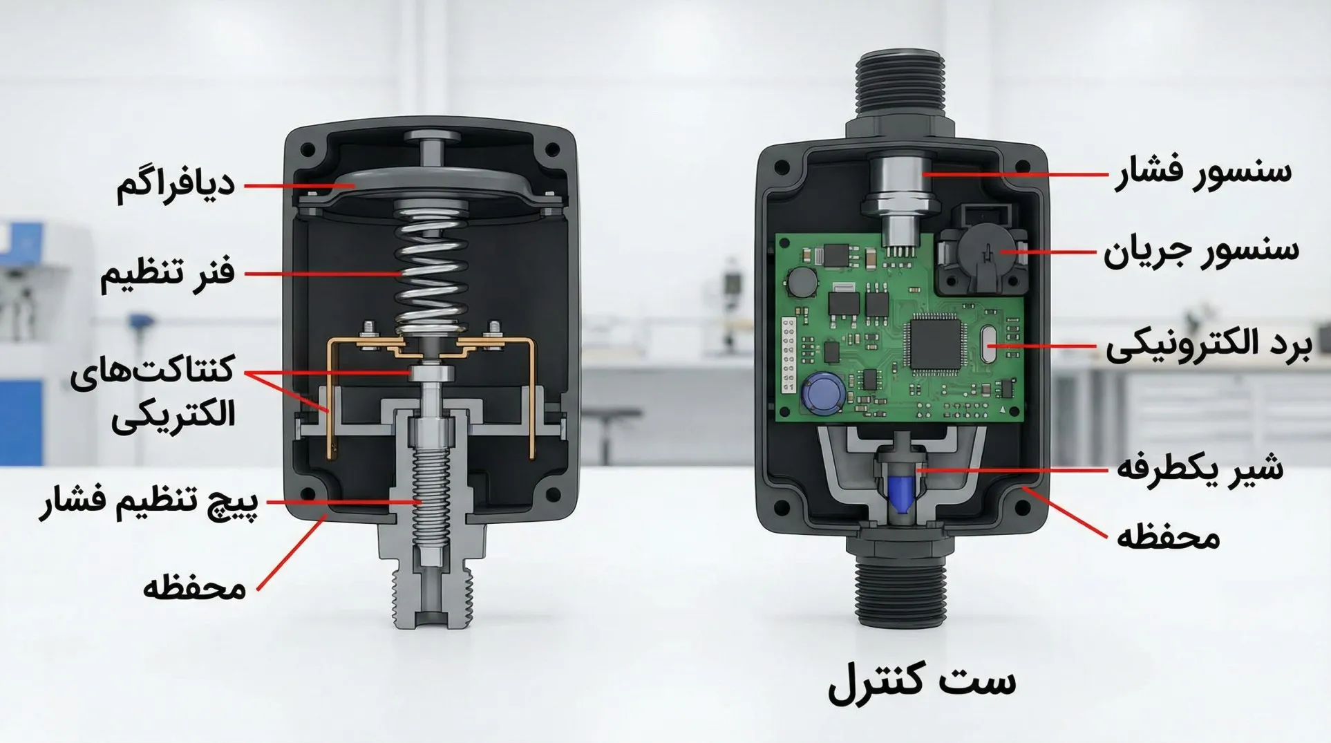 اجزای داخلی پرشر سوئیچ و ست کنترل